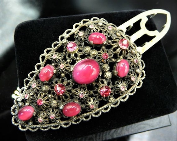 large Czech Art Nouveau style dress clip, silver p