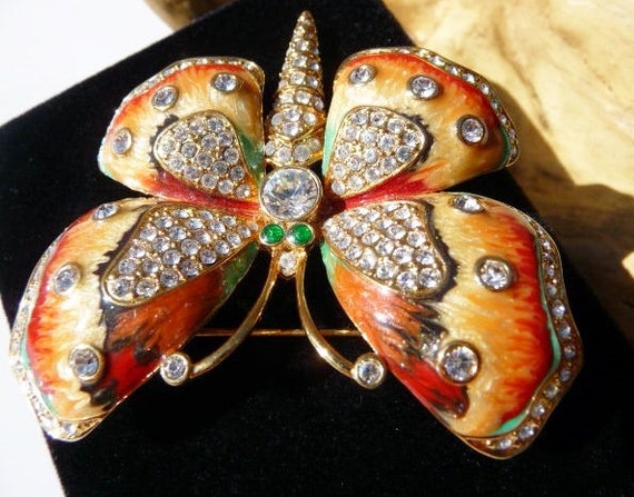 Kenneth Jay Lane enameled moth Princess butterfly… - image 6