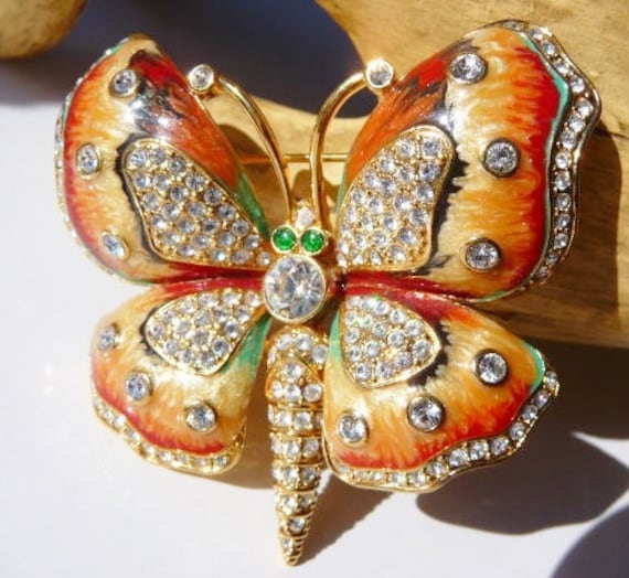 Kenneth Jay Lane enameled moth Princess butterfly… - image 7