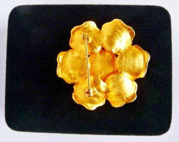 dainty rhinestone spangled flower brooch pin, bri… - image 9