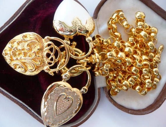 Joan Rivers three heart charms necklace, vintage J