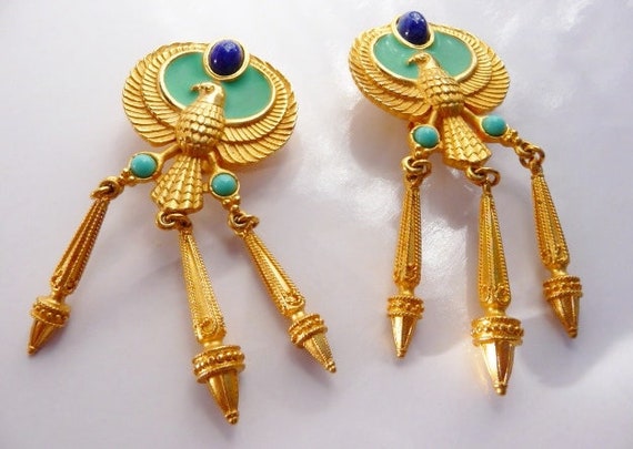 Elizabeth Taylor Egyptian Revival falcon clip on … - image 5