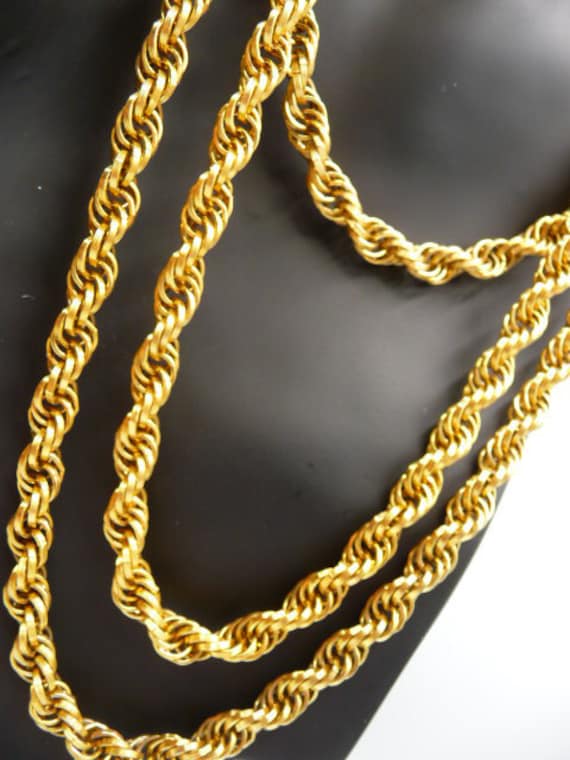 Les Bernard long twisted rope chain, gold tone, ta