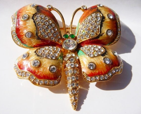 Kenneth Jay Lane enameled moth Princess butterfly… - image 3