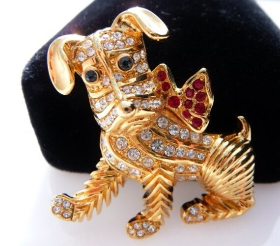 Kenneth Jay Lane miniature Schnauzer dog brooch s… - image 4