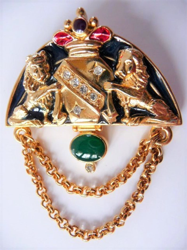 Giovanni Torlonia Lion Crest Heraldry Brooch Pin Signed - Etsy