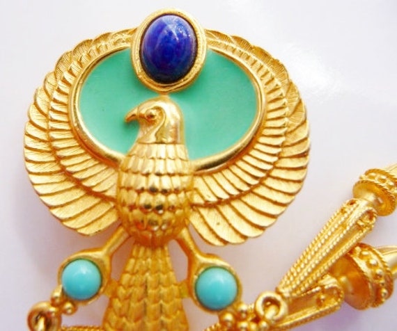 Elizabeth Taylor Egyptian Revival falcon clip on … - image 7