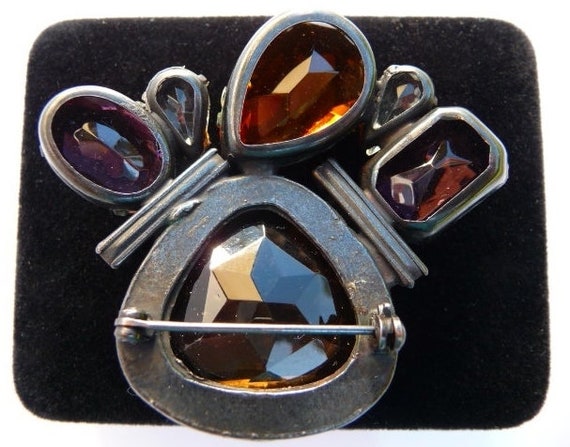 Kenneth Jay Lane multi stone brooch pin, signed v… - image 10