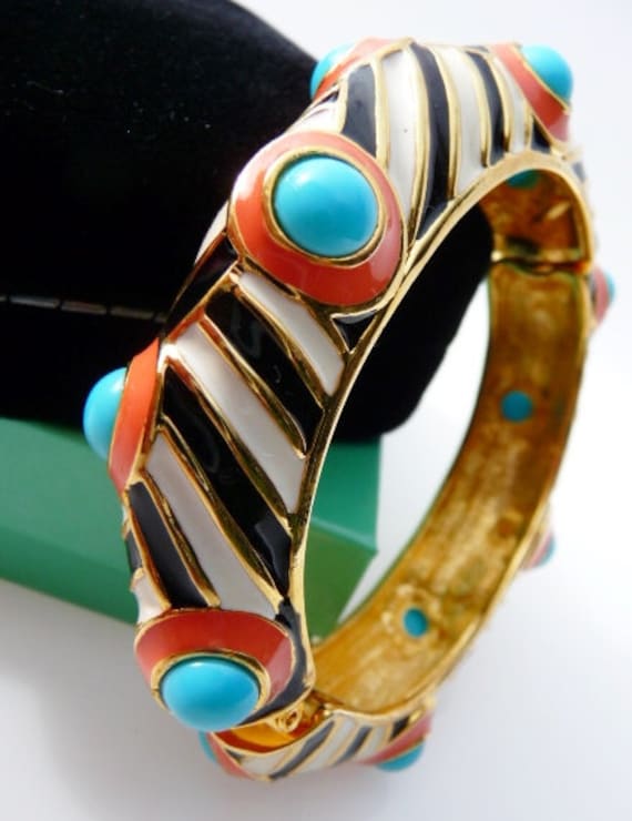 Kenneth Jay Lane zebra stripe clamper bracelet cu… - image 2