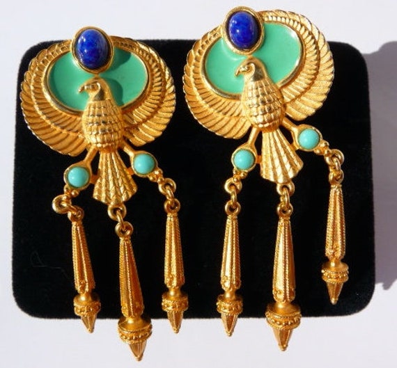 Elizabeth Taylor Egyptian Revival falcon clip on … - image 8