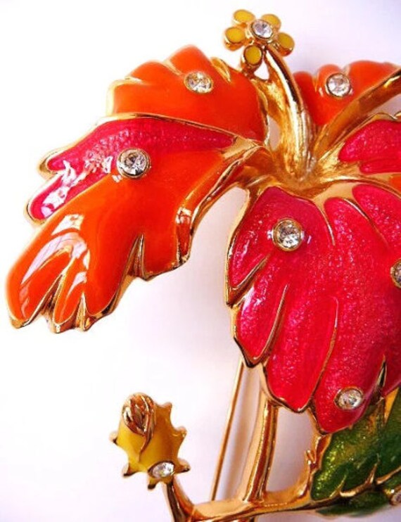 Jose Maria Barrera for Avon hibiscus brooch pin, … - image 6