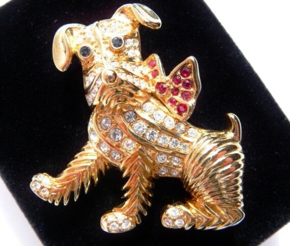 Kenneth Jay Lane miniature Schnauzer dog brooch s… - image 8