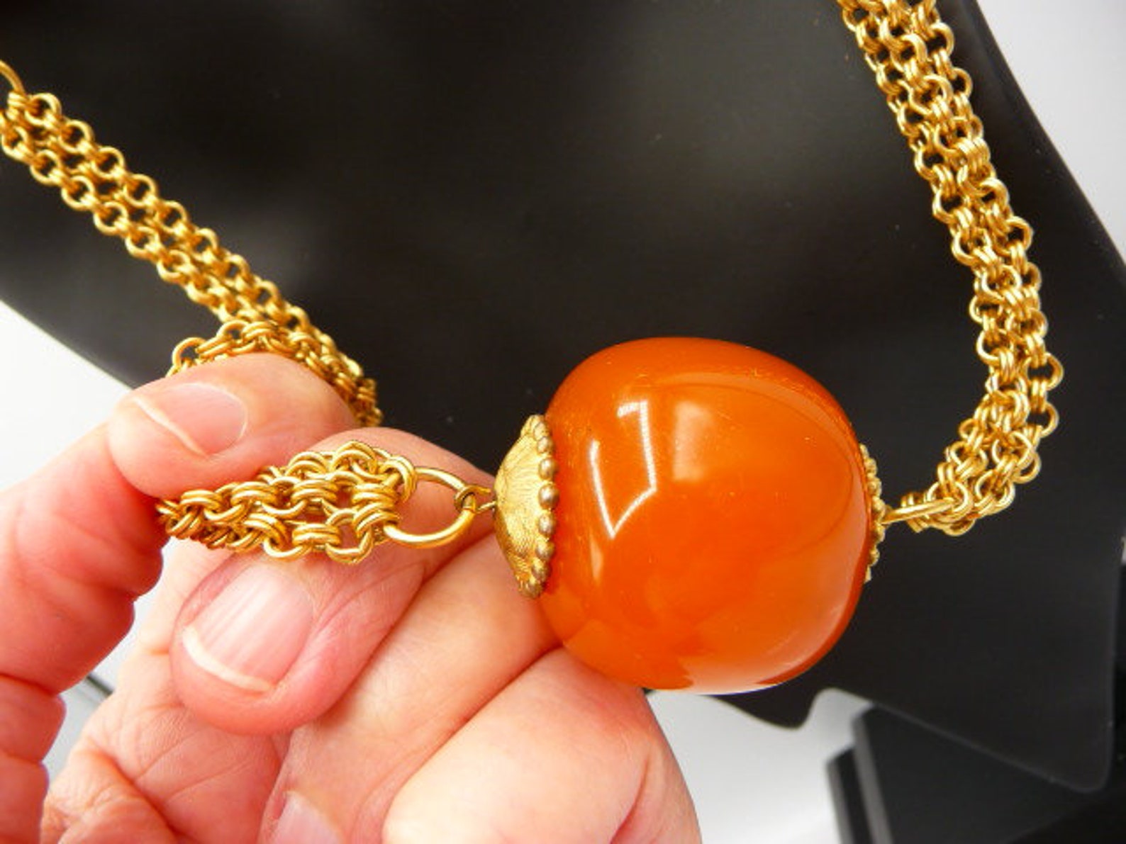 Liz Claiborne Large Butterscotch Molasses Resin Beads Triple Etsy