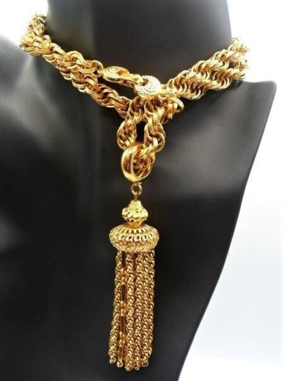 Monet Damita matinee tassel necklace, gold tone ha