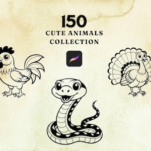 150 Cute Animal Stamps for Procreate - Fun & Creative Digital Stamps for Your Designs