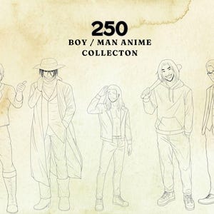 250 Anime Boy Stamps for Procreate - Digital Stamp Set for Digital Art & Illustration
