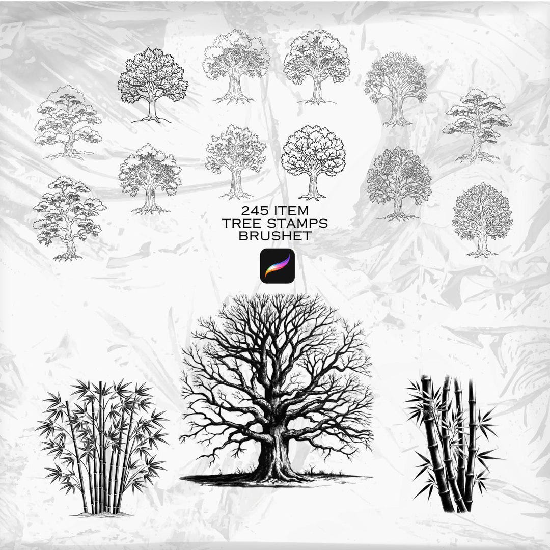 245 Tree Stamp Brushes for Procreate | Forest, Nature & Botanical Art ...