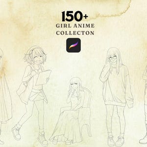 150+ Girl Anime Stamp Procreate Designs - Cute & Aesthetic Digital Stamps for Artists