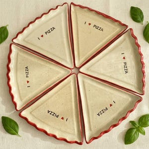 Juego de platos de pizza de cerámica hechos a mano / Regalo para amantes de la pizza / Vajilla mediterránea