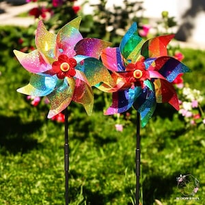 Kleurrijke windspinner, werfwindspinner, tuinmolen, kinetische windmolen, gazondecoratie, tuindecoratie