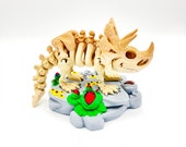 Flexible Triceratops Skeleton 3D Printed Articulated Fidget Toy
