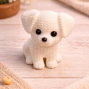 Figura de cachorro estilo punto impresa en 3D – Decoración de perro blanco