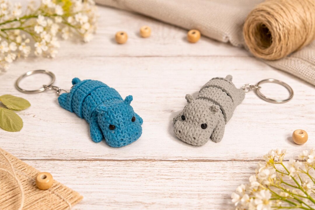 Hippo Keyring – Handmade Style Animal Keychain - Etsy