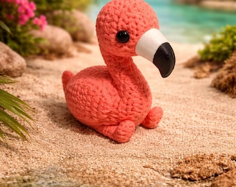 Figura de flamenco tejida a mano – Regalo de animal de estilo tejido impreso en 3D