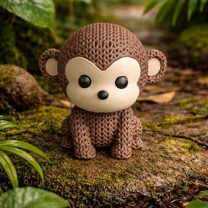 Monkey Figurine – Knitted Style Jungle Animal Gift