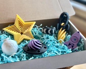 Space Fidget Toy Box: Rocket, Star, UFO - Sensory Toys (Set of 6)