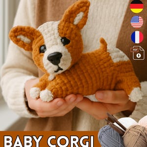 Baby Corgi Crochet Pattern PDF, dog crochet pattern   – Amigurumi Dog Pattern – Plush Puppy – Cute Corgi Toy Tutorial – Digital Download