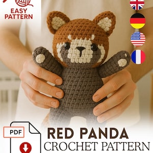 Red Panda Amigurumi Crochet Pattern, Cute Red Panda Crochet Pattern, Crochet Pattern Gift, Amigurumi Tutorial Pattern PDF, Crochet Toy gift