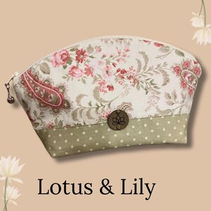 Handmade Floral Zipper Pouch: Boxy Travel Makeup Bag