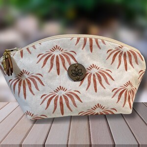 Handmade Floral Cotton Zipper Pouch: Boxy Travel Bag