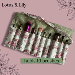 Floral Paisley Makeup Brush Roll: Travel Cosmetic Organizer
