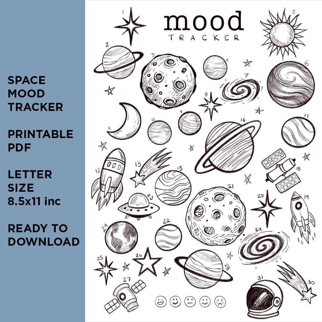 Space Mood Tracker PRINTABLE PDF - Journal Page - Planner Page ...