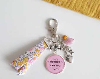 Cadeau nounou - Porte-clés "Nounou en or" texte et colori personnalisable