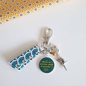 Nanny gift - crib gift - Personalized keyring "Thank you for helping me grow" signature