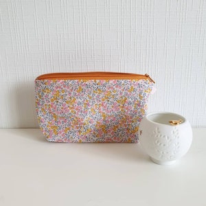 Beutel , Make-up-Beutel, kleine Beutel aus liberty wiltshire, Senf und Rosa