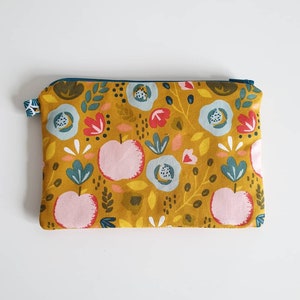 Pouch, sweat clutch, make-up pouch, phone case, flower and apple pouch