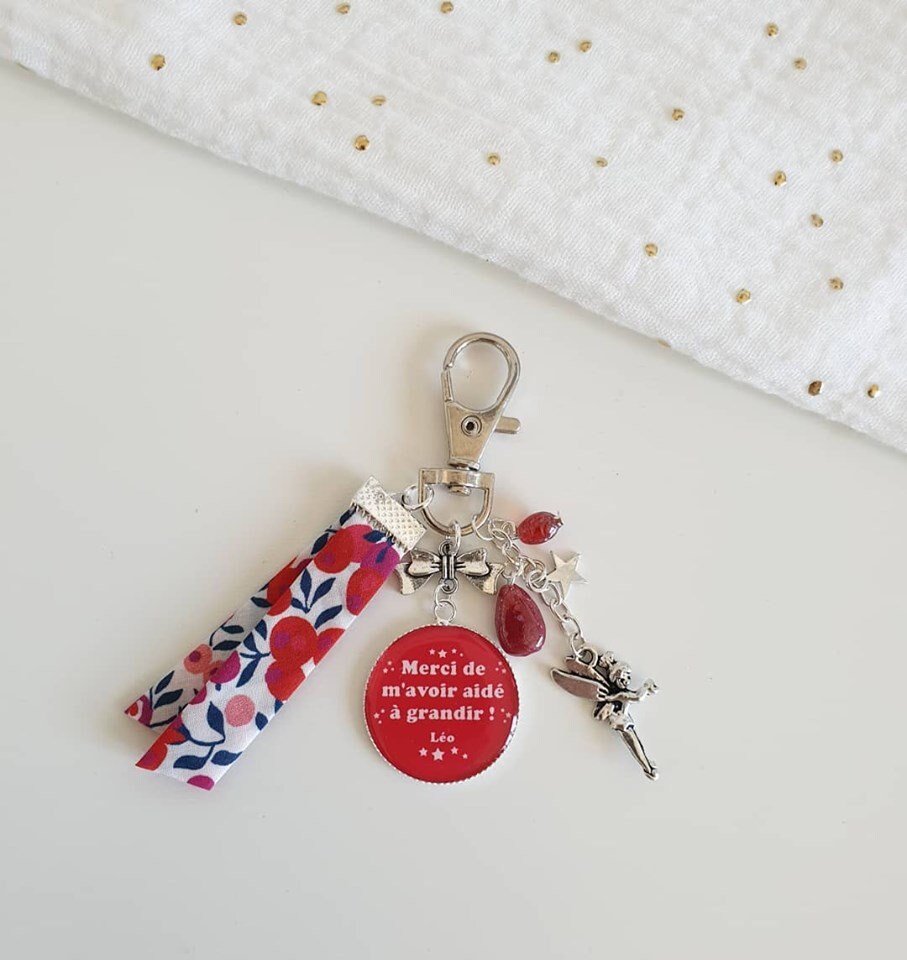 Nanny gift - crib gift - Personalised liberty keyring "Thank you…