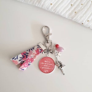 Regalo de niñera - regalo de guardería - regalo personalizado - Llavero personalizado Liberty "Gracias por ayudarme a crecer" firma