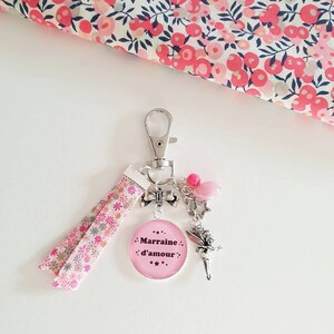Gift godmother - Mini Keyring &quot;Godmother of love&quot; with fairy - customizable colors and text