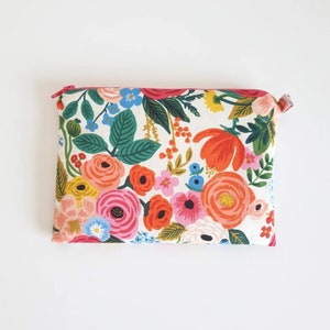 Pouch, lined pouch, flower theme pouch, makeup pouch