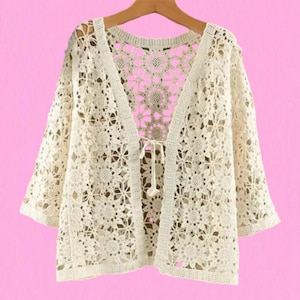 Damen Cardigan Leichte Strickjacke Sommer Cardigan Off White/ Creme Sommerstrick