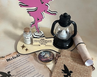 Coffret cadeau personnalisé fille lanterne LED fée des dents