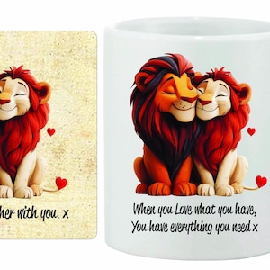 LION Love Message Mug and Coaster Set