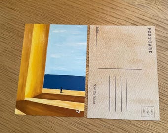 Carte postale Fenêtre sur mer Illustration imprimée sur papier recyclé