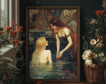 Sapphic Siren Print: Vintage Style Women Bathing Art