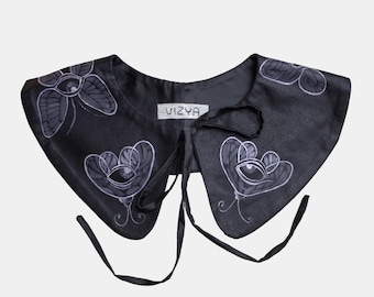 Handgemachte Butterfly Style Schwarz Leder Abnehmbare Halsband für Frauen